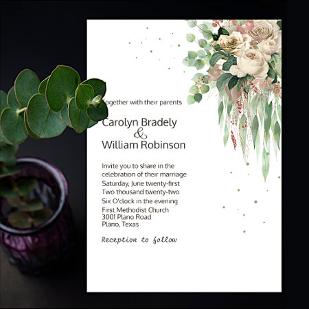 Stylish Eucalyptus And Roses Invitation