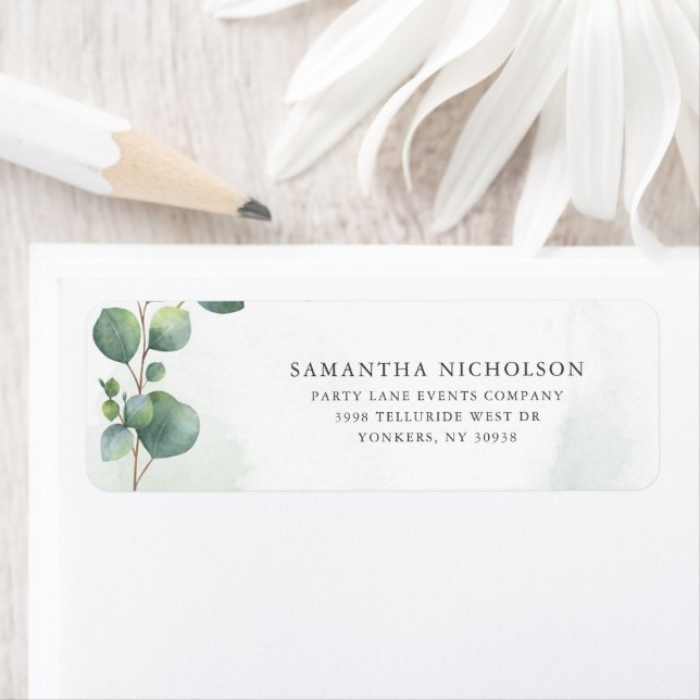 Stylish Eucalyptus Botanical Return Address Label (Insitu)