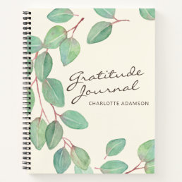 Stylish Eucalyptus Watercolor Custom Gratitude Notebook
