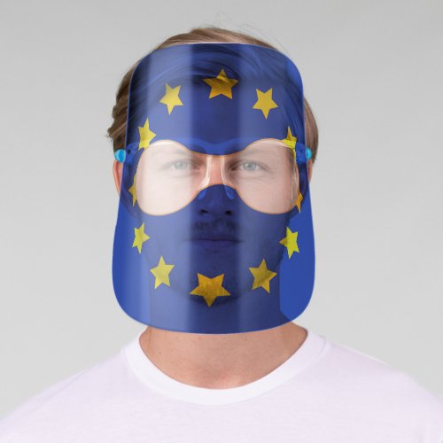 Stylish European flag stars on blue Face Shield