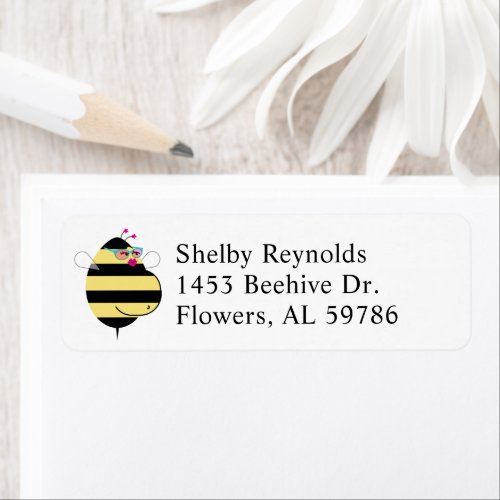 Stylish Expecting Mom Bee wglasses return address Label
