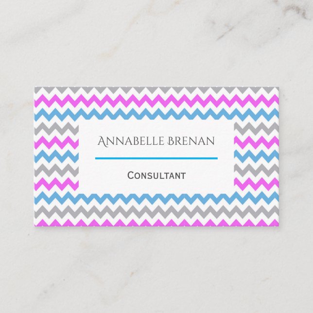 Stylish Eye Catching Chevron Pattern Business Card (Front)