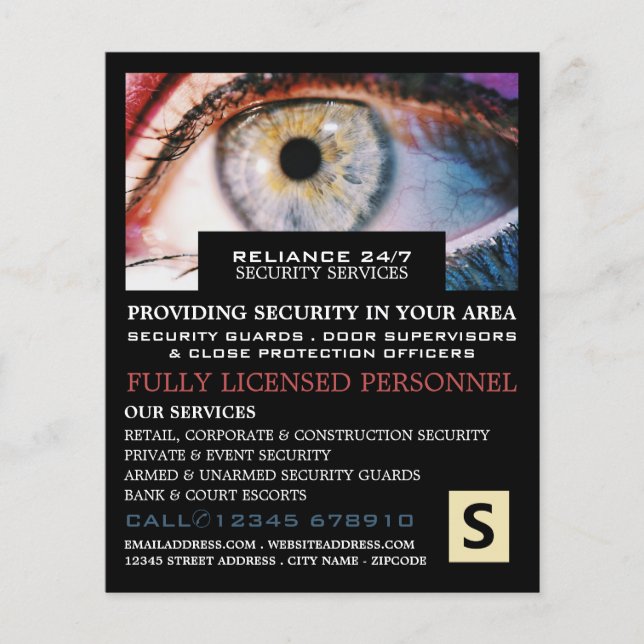 Stylish Eye Image, Security Personnel Advertising Flyer (Front)