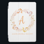 Stylish Fall Floral Watercolor Boho Personalized  iPad Pro Cover<br><div class="desc">Pretty hand painted watercolor floral wreath in lovely fall colors,  personalized with your name and initial.</div>