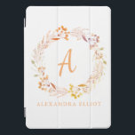 Stylish Fall Floral Watercolor Boho Personalized  iPad Pro Cover<br><div class="desc">Pretty hand painted watercolor floral wreath in lovely fall colors,  personalized with your name and initial.</div>