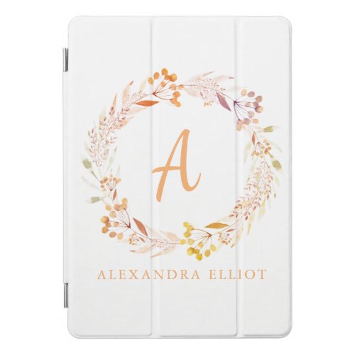 Stylish Fall Floral Watercolor Boho Personalized  iPad Pro Cover