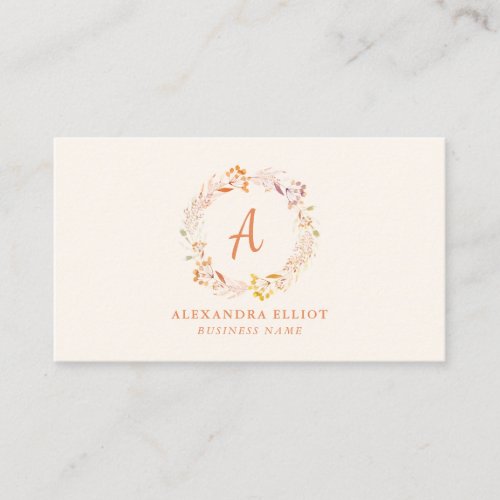 Stylish Fall Floral Watercolor Boho Professional Business Card