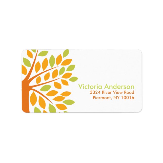Stylish Fall Tree Return Address Labels. Label (Front)