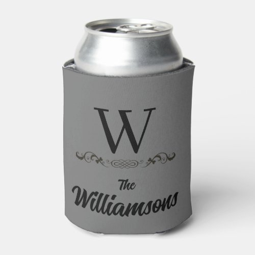 Stylish Family Name Monogram  Can Cooler