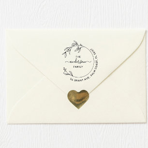 Stylish Family Return Address Botanical Hand-drawn Rubber Stamp