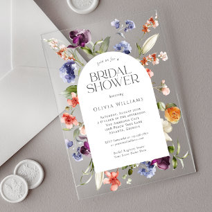 Stylish Fantasy Floral Bridal Shower Acrylic Invitations