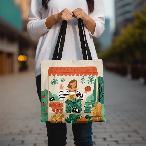 Stylish Farmers Market Eco Friendly Grocery Tote Bag