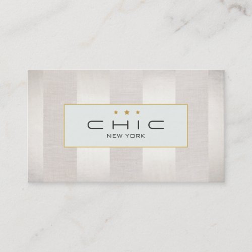 Stylish Modern Silver and Faux Linen Striped Business Card Template