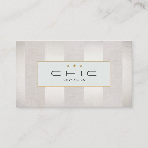 Customizable Stylish Modern Silver and Faux Linen Striped Business Card Template