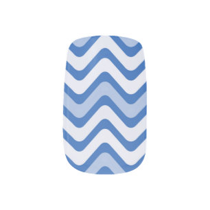 Stylish Fashion Blue Wavy Pattern Fingernail Fun  Minx Nail Art