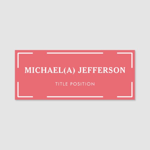 Stylish Fashion Chic Coral Rose Pink Professional Name Tag