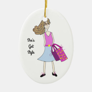Stylish Fashion Girl Ceramic Ornament