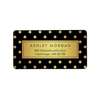 Stylish Fashionable Black Gold Glitter Polka Dots Label by UrHomeNeeds at Zazzle