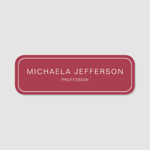 Stylish Fashionable Spicy Red: Modern Professional Name Tag