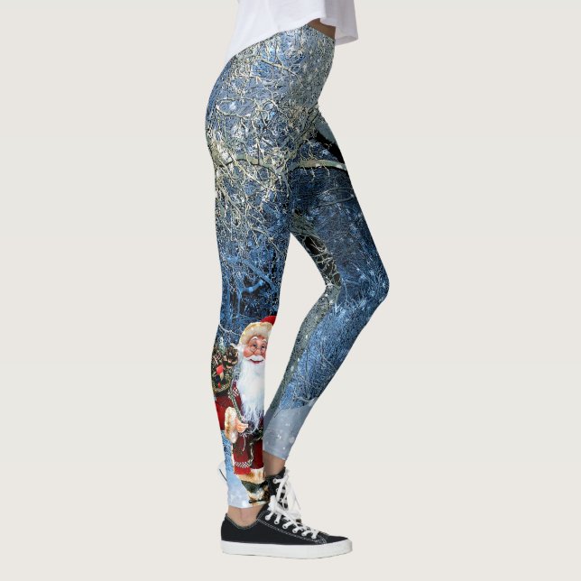Stylish Father Christmas In Snowy Woods Winter Leggings (Right)