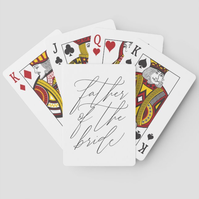 Stylish Father of the Bride Calligraphy Script Poker Cards (Back)