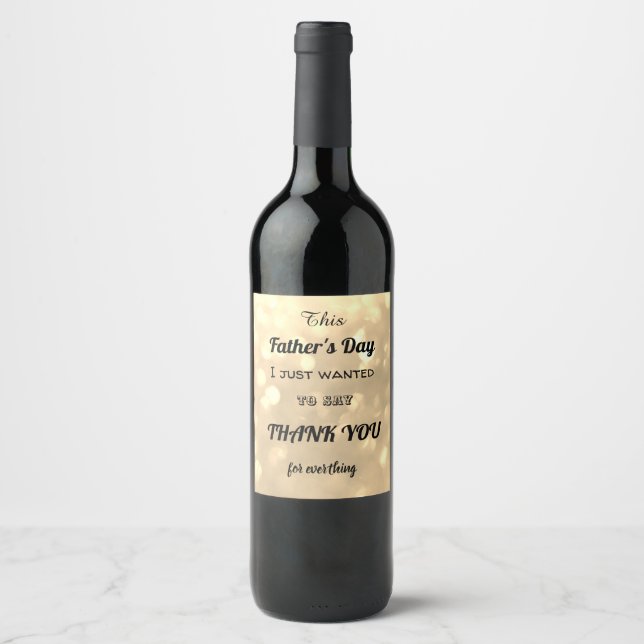 Stylish Father’s Day Thank you message Wine Label (Front)