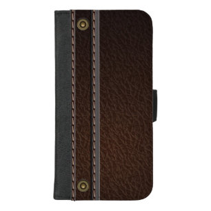Stylish Faux Brown Leather Look iPhone 8/7 Plus Wallet Case