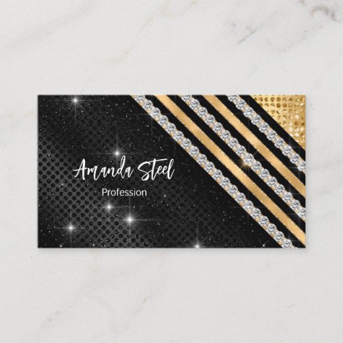Stylish faux Crystal Gold And black Personalised B Appointment Card