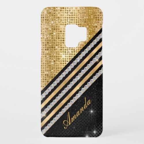Stylish faux Crystal Gold And black Personalised Case_Mate Samsung Galaxy S9 Case