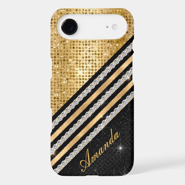 Stylish faux Crystal Gold And black Personalised Case-Mate Samsung Galaxy Case (Back)