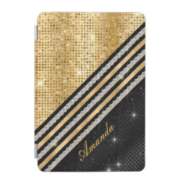 Stylish faux Crystal Gold And black Personalised i iPad Mini Cover