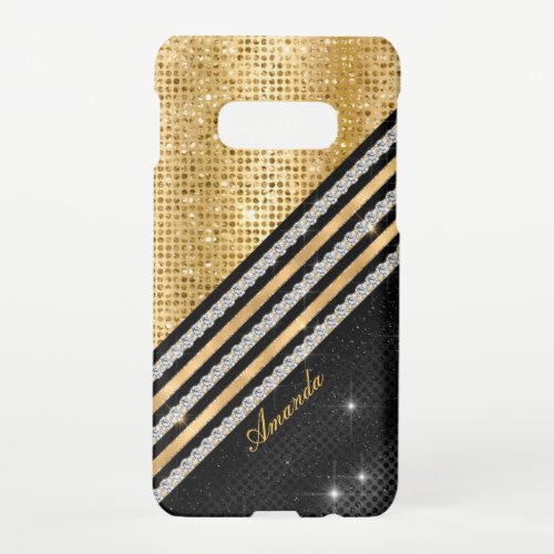 Stylish faux Crystal Gold And black Personalised S Samsung Galaxy S10E Case