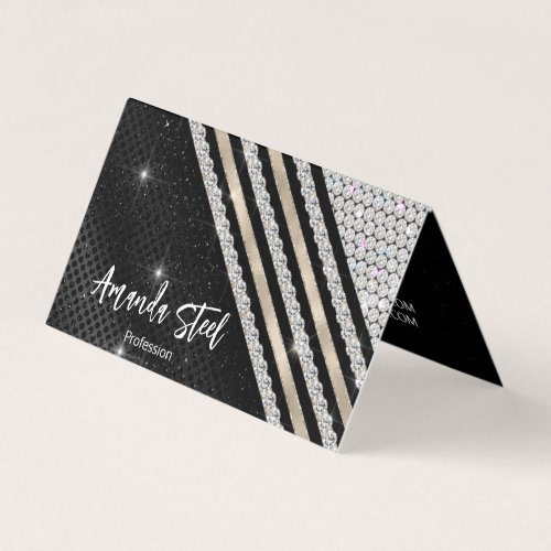 Stylish faux Crystal silver And black Personalised Business Card