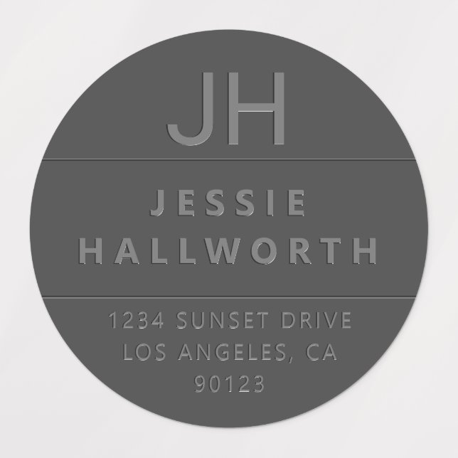 Stylish Faux Embossed Modern Monogram Waterproof Labels (Design 1)