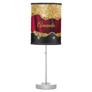 Stylish faux Glitter Red Gold black monogram