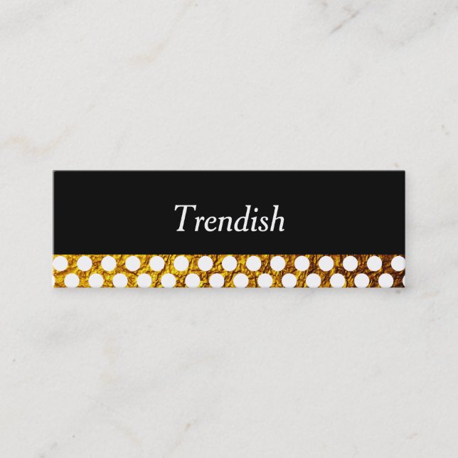 Stylish Faux Gold Flake with Polka Dots Mini Business Card (Front)