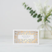 Stylish Faux Gold Foil Cosmetologist Salon and Spa Business Card (Standing Front)
