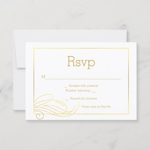 Stylish Faux Gold Foil Rsvp Card