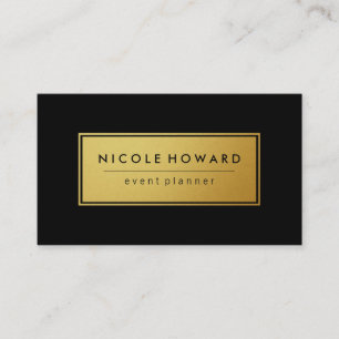 Stylish Faux Gold Frame Black Background Business Card