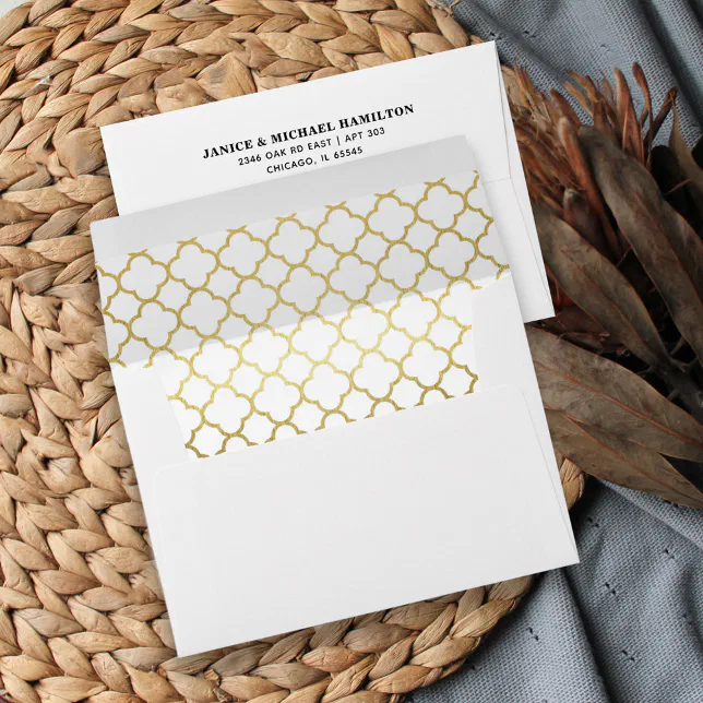 Stylish Faux Gold Geometric Pattern Lined Envelope | Zazzle