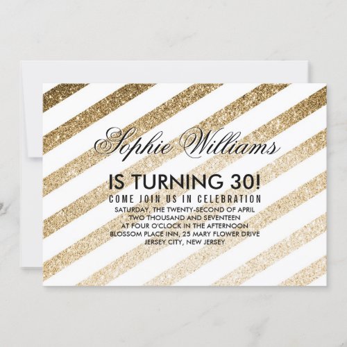 Stylish Faux Gold Glitter Birthday Invitation