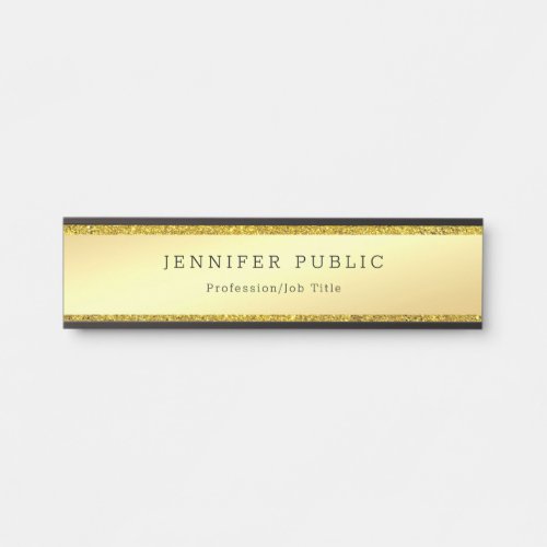 Stylish Faux Gold Glitter Modern Glamour Template Door Sign