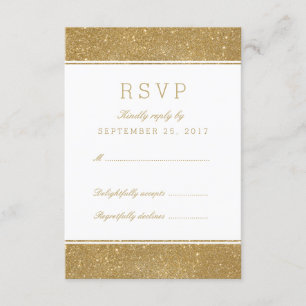 Stylish Faux Gold Glitter Response RSVP Card
