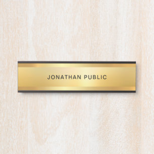 Stylish Faux Gold Modern Glamorous Template Door Sign