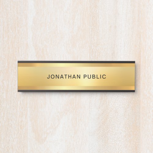 Stylish Faux Gold Modern Glamorous Template Door Sign