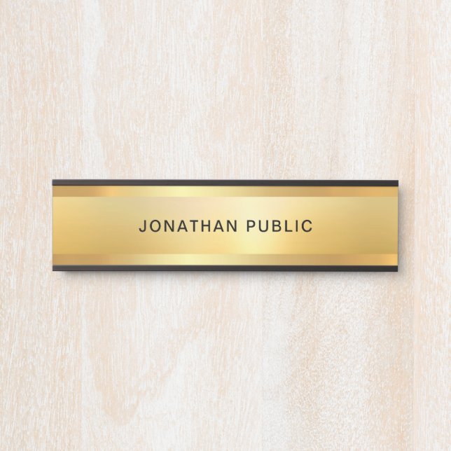 Stylish Faux Gold Modern Glamorous Template Door Sign (Front)