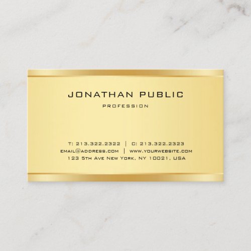 Stylish Faux Gold Modern Simple Elegant Template Business Card