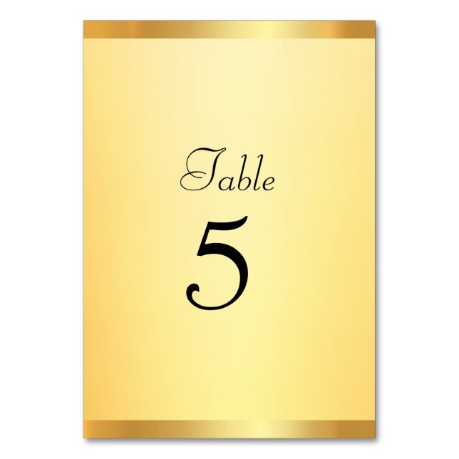 Stylish Faux Gold Modern Template Glamorous Table Number (Front)