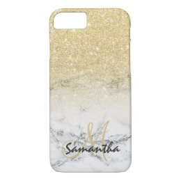 Stylish faux gold ombre marble block personalized iPhone 8/7 case