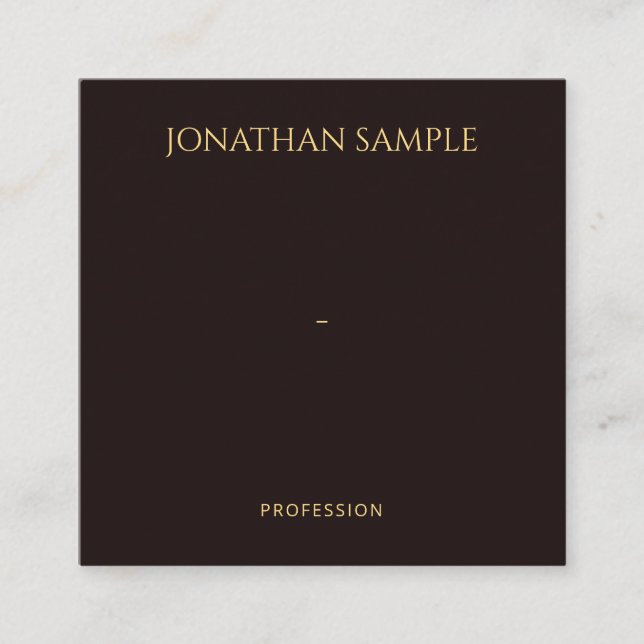 Stylish Faux Gold Text Black Velvet Modern Square Business Card (Front)